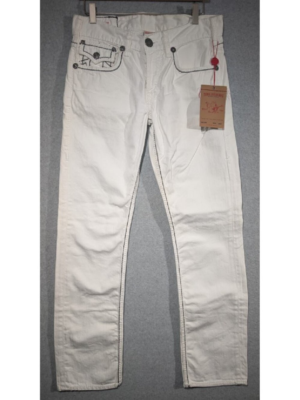 NWT True Religion Nathan Giant Big T Jeans White Size 31 - 2000s USA MADE HTF!